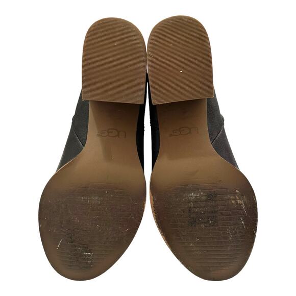 UGG Black Leather Ankle Booties Block Heel Side Zip Size 6.5 - Picture 8 of 10